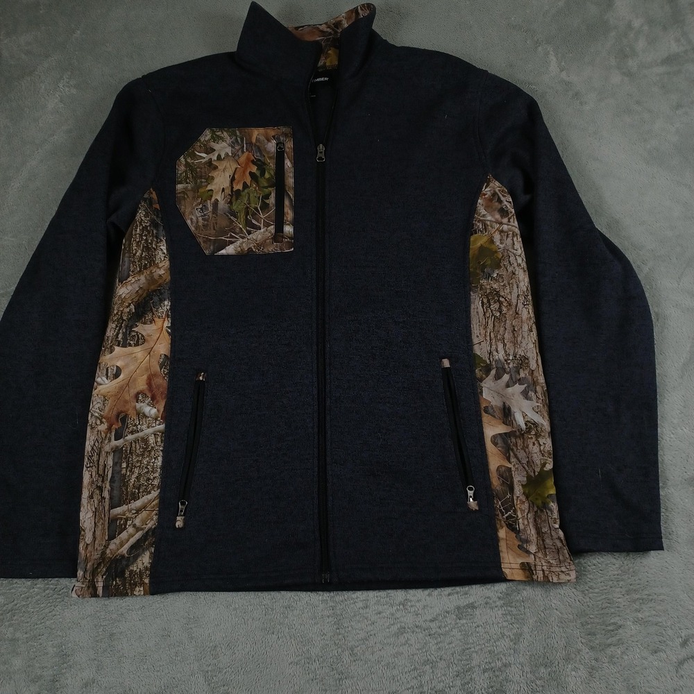 TrueTimber Jacket Mens Large Gray Camo Full Zip Hunting Outdoor 100% Polyester